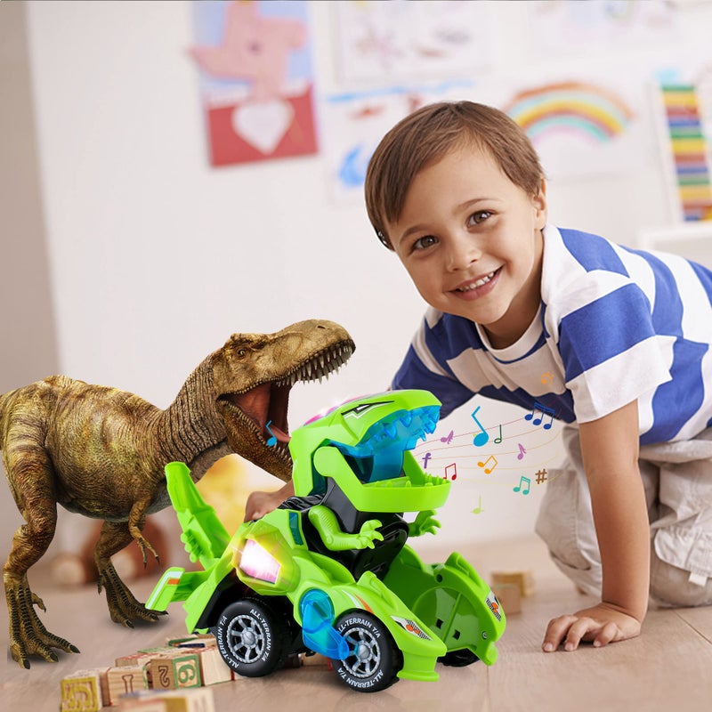 Hirger Transforming Dinosaur Car Toy for Kids, Auto Transformer Monster Truck Toys with Light & Sound for Toddler 1 2 3 4 5 Year Old, Birthday Gifts for Boy, Christmas Stocking Stuffers - Image 4